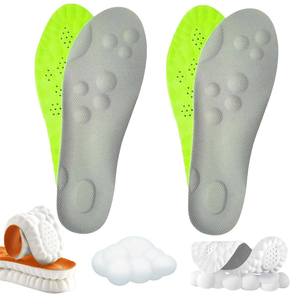 noclerv Unisex Insoles for Men Women, 2025 New Unisex Massage Insoles, Cloud Insole, unisexs Shoe Inserts Memory Foam Insole with Arch Support (2Pair*Green,Men 11.5-12.5/Women 13-14)