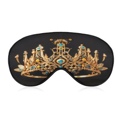 Gold Queen Bee Crown Travel Eye Mask Blackout Eye Mask for Sleeping Airplane Eyemask with Adjustable Strap Sleep Masks for Women Men Soft Night Blindfold Eyemask