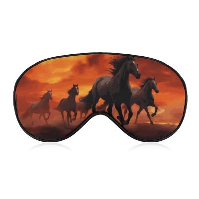 Horses Red Glowing Clouds Travel Eye Mask Blackout Eye Mask for Sleeping Airplane Eyemask with Adjustable Strap Sleep Masks for Women Men Soft Night Blindfold Eyemask