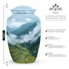 KARYLIZ Nature Mountain Urn - Misty Sky Blue & Green Memorial Urn - Cremation Urns for Human Ashes Large - Funeral & Burial Urns for Male & Female - 10 Inch view 2