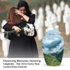 KARYLIZ Nature Mountain Urn - Misty Sky Blue & Green Memorial Urn - Cremation Urns for Human Ashes Large - Funeral & Burial Urns for Male & Female - 10 Inch view 3