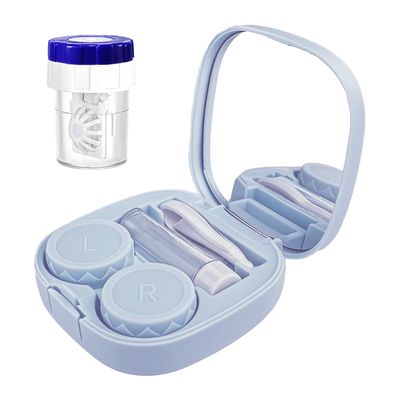 CADEVED Contact Lens Case Kit with Cleaner Washer, Contact Lenses Applicator Removal Tool Kit with Mirror Solution Bottle for Daily and Outdoor Use(Blue)