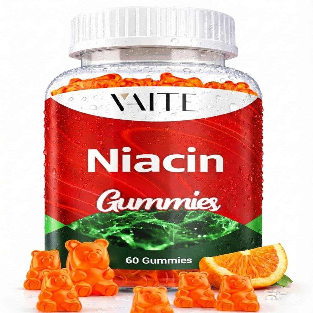 VAITE Niacin (Vitamin B3) 1000mg Supplement Antioxidant & Energy Support, Nicotinic Acid for Nutrient Conversion & Skin Hydration, Sugar-Free, 60 Vegan Gummies, Non-GMO, Daily Chewable