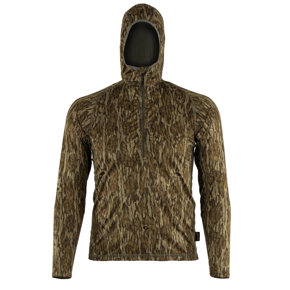 Insect Shield ElimiTick Lightweight AeroFlex Half Zip 4 Way Stretch Long Sleeve Shirt (Small, Mosy Oak New Bottomland)