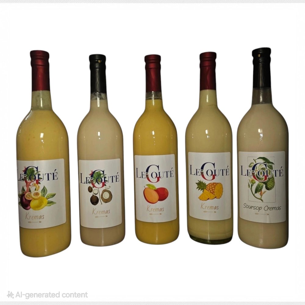 Cremas Haiti Bundle of 5 Haitian Cremas - Coconut, Pineapple, Passion Fruit, Mango, Soursop Flavors