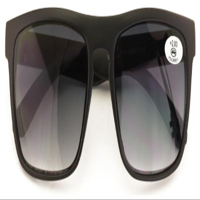 V.W.E. Large Men Progressive Bifocal Reading SunGlasses - UV400 Protection Reader - No Line Or Bubble - Keyhole Matte (Black/Black, 2.00, x)