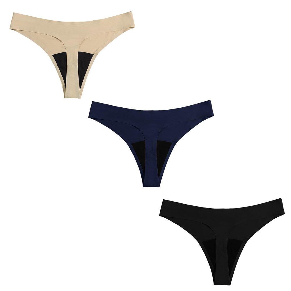 CJSGY Incontinence Underwear Thongs for Women, Ladies Reusable Protective Briefs, Washable Thong Panties, 3Pcs,A,S