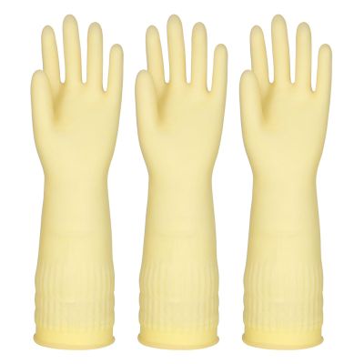 TTOBHF Long Rubber Cleaning Gloves Dishwashing Gloves Reuseable Thick Dish Gloves for Kitchen Washing Dishes(3 Pairs_M)