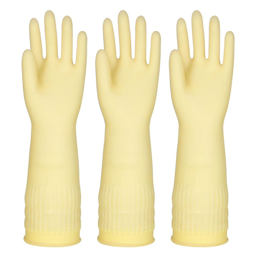 TTOBHF Long Rubber Cleaning Gloves Dishwashing Gloves Reuseable Thick Dish Gloves for Kitchen Washing Dishes(3 Pairs_M)