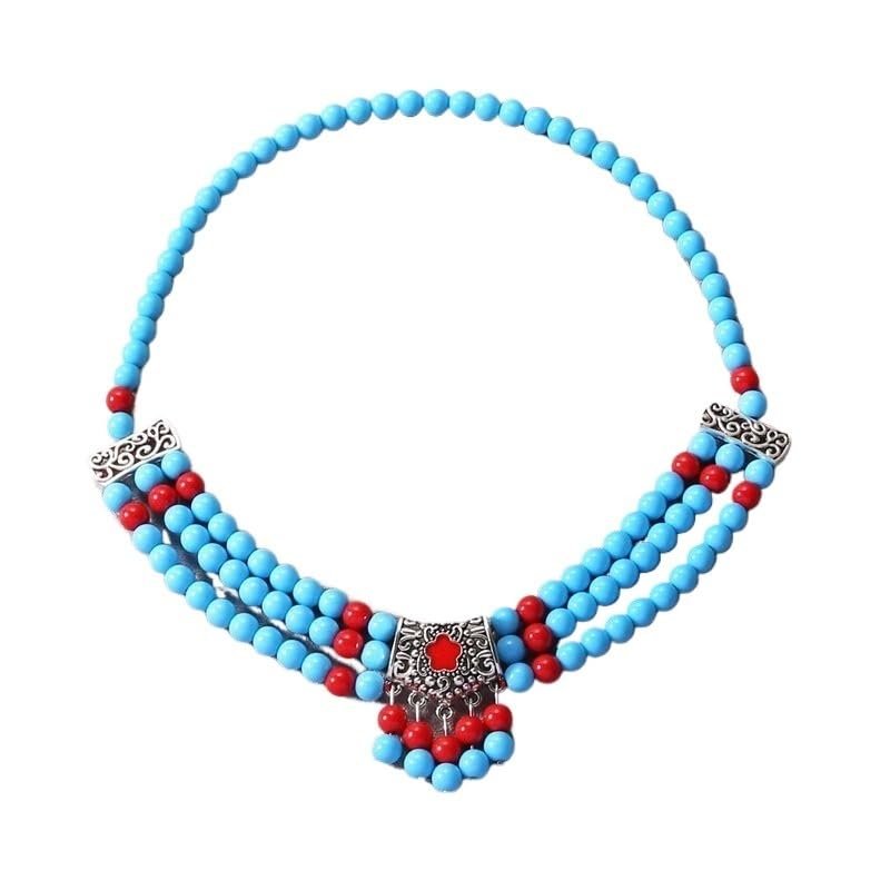 EUVAROMEX Bohemian Tibetan Style Retro Headdress Ethnic Forehead Chain for Festivals and Photos/270