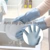 TTOBHF 3 Pairs Rubber Gloves for Dish Washing Long Thick Cleaning Gloves Reuseable Dish Gloves for Kitchen(Green,3 Pairs_L) view 3