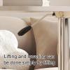 Small Side Table Rock Slab Thickened Steel Frame Swivel/Adjustable Height Couch Table Bed Desk for Living Room, Bedroom, Small Spaces 69 * 39cm(White) view 3