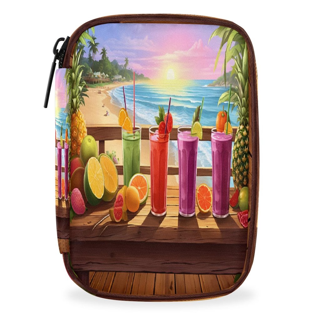 Pill Organizer Box Beach Drinks Fruit 7-Day Weekly Medicine Pill Case Travel Pill Container Portable Pill Holder Storage Purse Bag Small Compact Size for Vitamin Supplement Birth Control