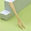 100 Pieces Bulk Disposable Bamboo 2 Prong Forks 2 Tines Bamboo Forks Appetizer Fork Cocktail Picks Fruit Fork for Fruit Snack, 4.2" view 2