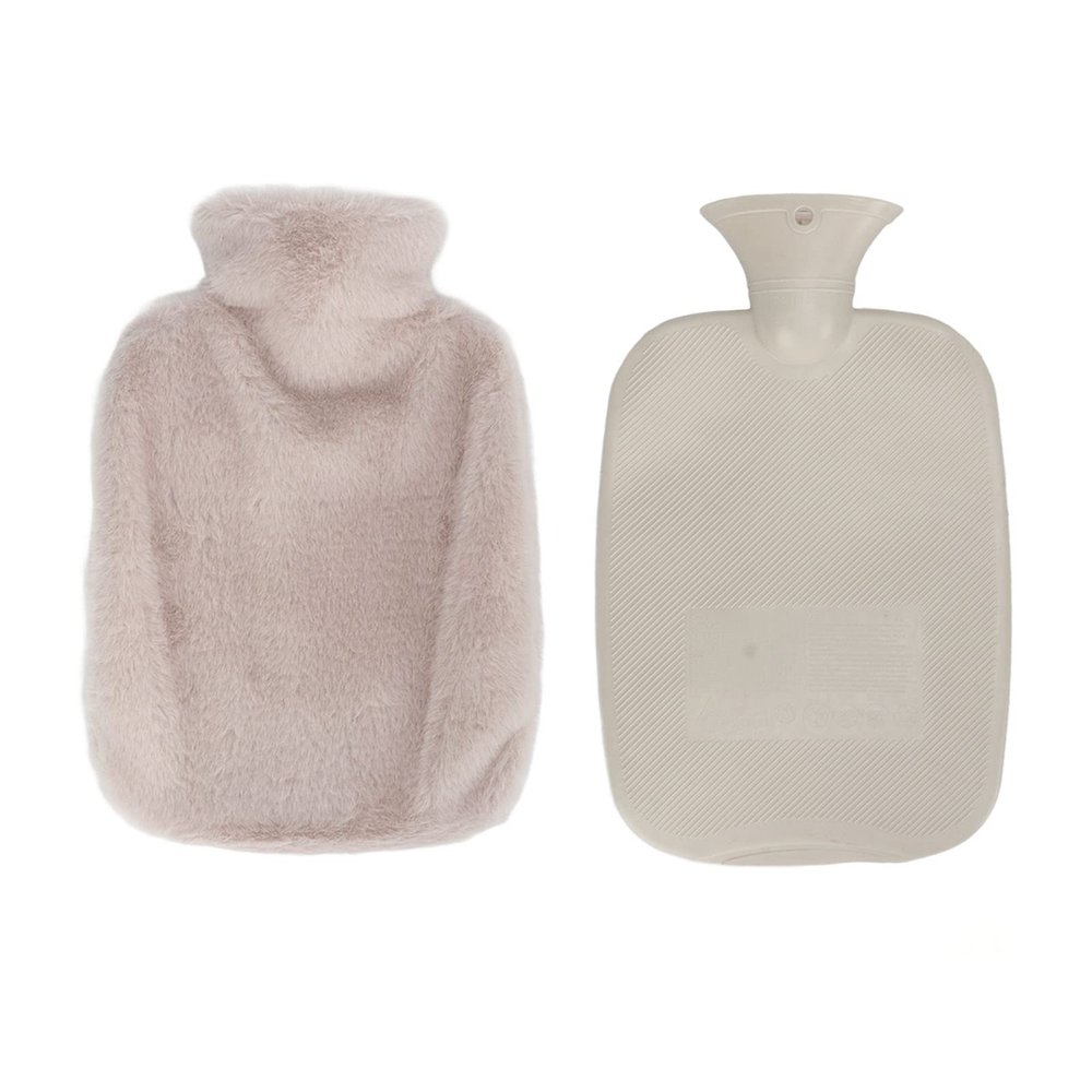 Plush Hot Water Bottle with Soft Plush Cover 2000ml AntiScald Double Hand Insert Hot Water Bag for Hands and Neck Dark Gray Ideal for Cozy Nights and Relaxation (Light Coffee)