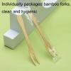 100 Pieces Disposable Bamboo 2 Prong Forks 2 Tines Bamboo Forks Individually Packaged Appetizer Fork Cocktail Picks Fruit Fork for Fruit Snack, 4.2" view 2
