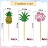12 PCS Pineapple Cupcake Topper Floral Glitter Cake Decor for Hawaiian Themed Birthday Celebrations Party Decoration Supplies view 2