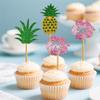 12 PCS Pineapple Cupcake Topper Floral Glitter Cake Decor for Hawaiian Themed Birthday Celebrations Party Decoration Supplies view 4