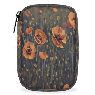 Pill Organizer Box Flower Retro Poppy 7-Day Weekly Medicine Pill Case Travel Pill Container Portable Pill Holder Storage Purse Bag Small Compact Size for Vitamin Supplement Birth Control