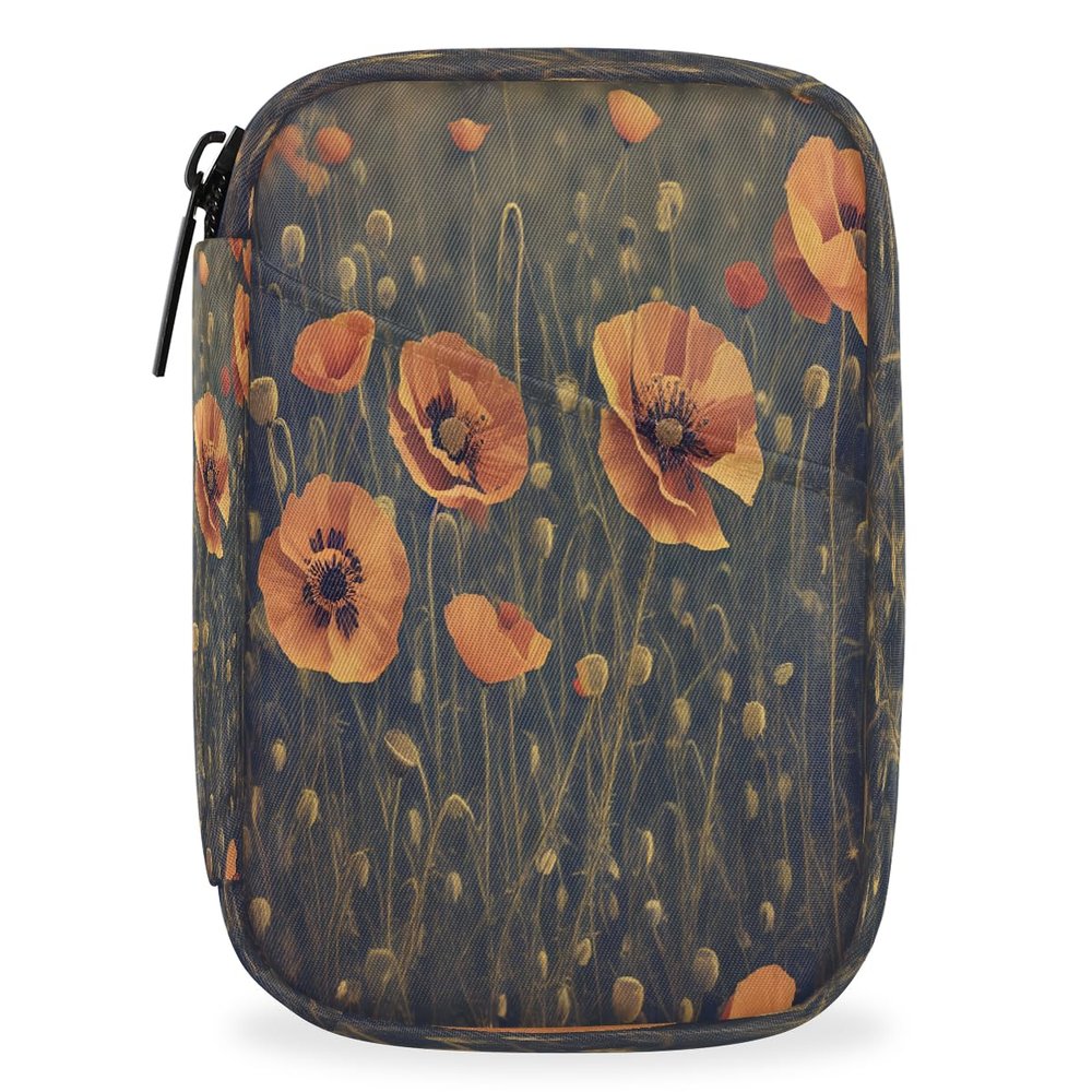 Pill Organizer Box Flower Retro Poppy 7-Day Weekly Medicine Pill Case Travel Pill Container Portable Pill Holder Storage Purse Bag Small Compact Size for Vitamin Supplement Birth Control