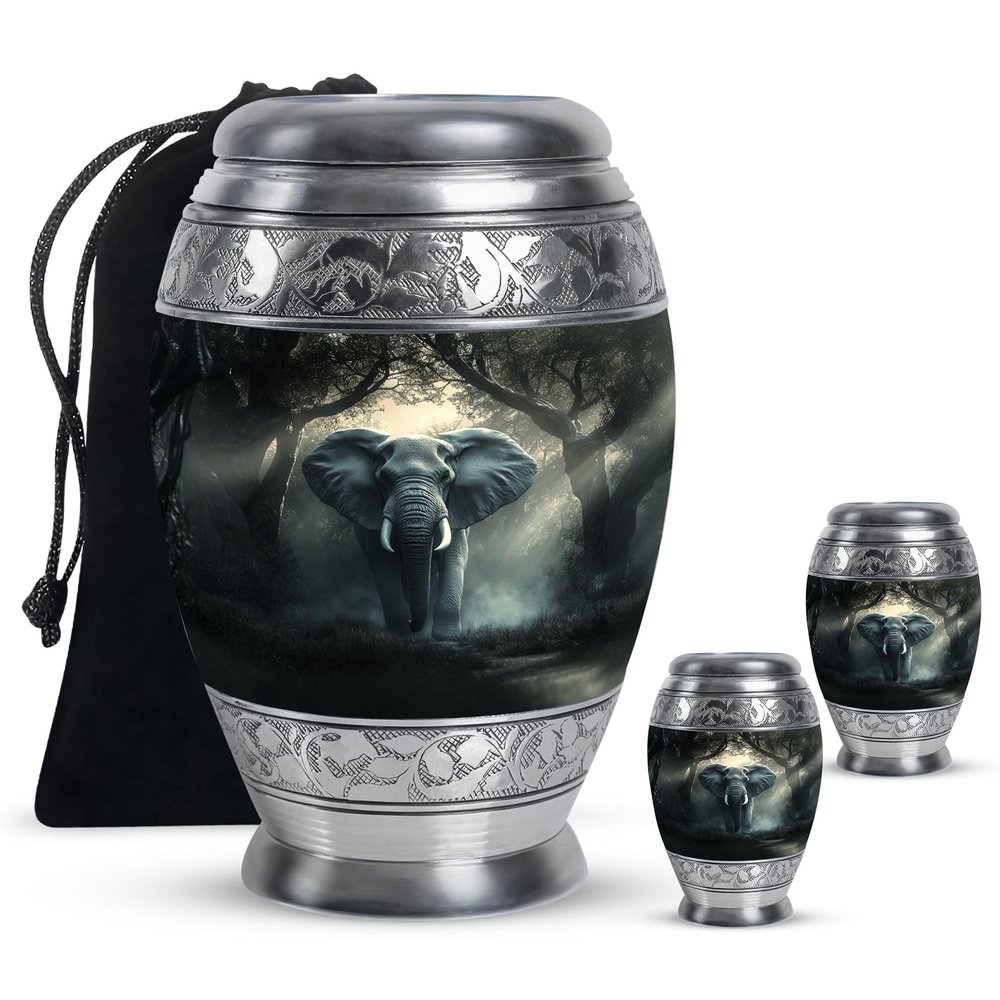 LEXFAY Elephant Funeral Urns for Human Ashes Adult Female - Cremation Urns for Men Combo of 3