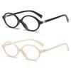 2Pack Retro Oval Reading Glasses for Men Women 90s Style Blue Light Blocking Nerd Eyeglasses (black/Beige, 3.50, x) view 1