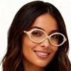2Pack Retro Oval Reading Glasses for Men Women 90s Style Blue Light Blocking Nerd Eyeglasses (black/Beige, 3.50, x) view 3