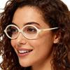 2Pack Retro Oval Reading Glasses for Men Women 90s Style Blue Light Blocking Nerd Eyeglasses (black/Beige, 2.0, x) view 4