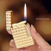Classic Brushed Gas Lighters, Zinc Alloy Refilled Butane Lighter, Side Wheel Frosted Lighter, Adjustable Flame Flip Lighters, for Outdoor, Camping, Men's Gifts (2025030801-Gold) view 2