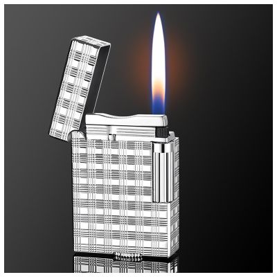 Classic Brushed Gas Lighters, Zinc Alloy Refilled Butane Lighter, Side Wheel Frosted Lighter, Adjustable Flame Flip Lighters, for Outdoor, Camping, Men's Gifts (2025030801-Silver)