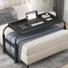 Over Bed Table King Size, Overbed Table with Wheels Adjustable Height (65-95cm), Queen Size Bed Tables, Portable Extendable Rolling Computer Desk Side Swivel Bedside Mobile Desk Workstation(Black,100c view 1