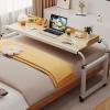 Over Bed Table King Size, Overbed Table with Wheels Adjustable Height (65-95cm), Queen Size Bed Tables, Portable Extendable Rolling Computer Desk Side Swivel Bedside Mobile Desk Workstation(Black,100c view 2