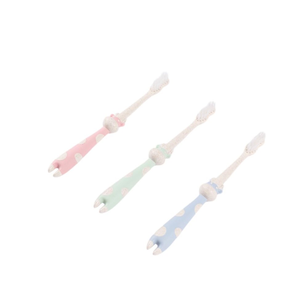HOUDERCO 3pcs Cartoon Boy Girl Toothbrush Soft Bristle Wheat Straw Material Ergonomic - Handle for Boy Girl Oral Care Nordic