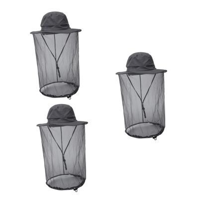 Happyyami 3pcs Outdoor -uv Fisherman Bucket Hat Face Covering Net for Sun Breathable Dark Grey Hat for Fishing Hiking and Camping