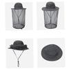 Happyyami 3pcs Outdoor -uv Fisherman Bucket Hat Face Covering Net for Sun Breathable Dark Grey Hat for Fishing Hiking and Camping view 2