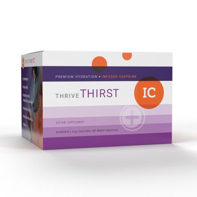 Le-Vel Thrive Thirst Electrolyte Powder with Amino Acids Premium Hydration with Pink Himalayan Salt, Coconut, Potassium & More 30 Pack (30 Packet with Infused Caffeine, Grape)