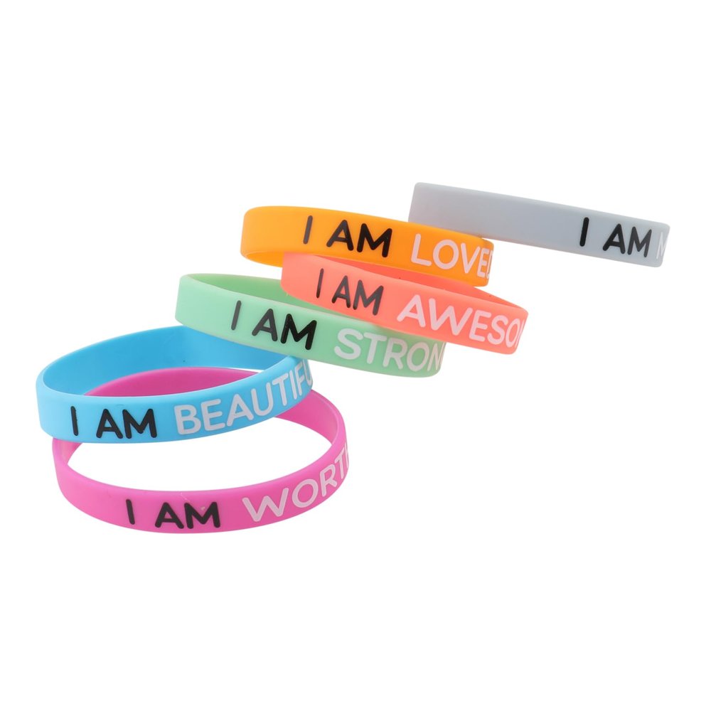 BESPORTBLE 6pcs Silicone Bracelets Inspirational Words Elastic Wristbands for Fashionable Hand Jewelry for