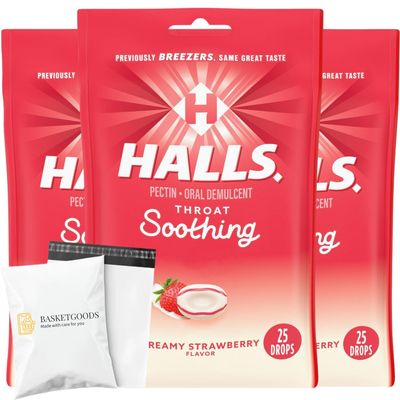 BASKETGOODS Throat Soothing Creamy Strawberry-Cough Drops for Throat (Formerly Fruit Breezers) 25ct, Set with Basket Goods Store (3)