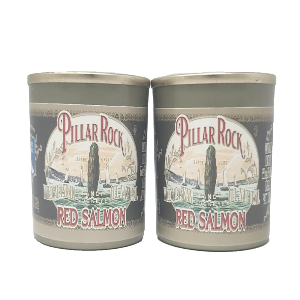 2 Pack of Red Salmon Pillar Rock 7.5oz Cans Wild Alskan All Natural