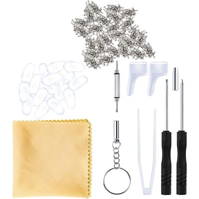 PartyKindom 1set Glasses Repair Kit Screws Nose Pads and Ear Hooks for Eyeglass Maintenance Convenient Eyewear Repair Supplies for Home and Travel