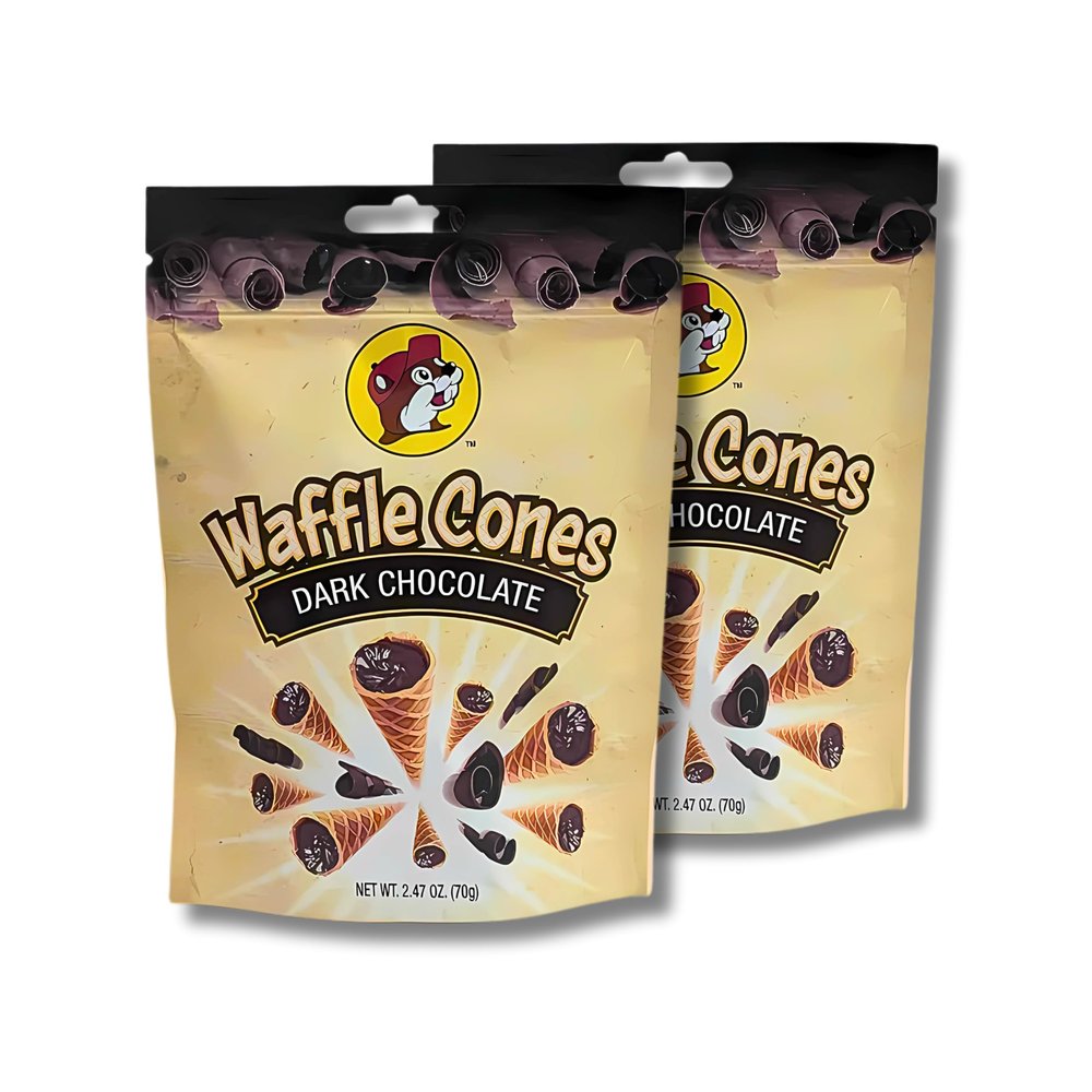 Buc-ee's Mini Chocolate Waffle Cones, 2 Pack | Chocolate Waffle Cones | Buc-ee's Snacks | Crispy Waffle Cone (Dark Chocolate (2 Pack))