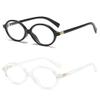 2Pack Retro Oval Reading Glasses for Men Women 90s Style Blue Light Blocking Nerd Eyeglasses (black/clear, 3.0, x) view 1