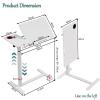 Drsyffsup White Side End Table, Overbed Table with Hidden Wheels, Height Adjustable Bedside Sofa Recliner Side Tables, C Shaped Rolling Standing Small Laptop Desk for Home Office(Left) view 2