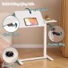 Drsyffsup White Side End Table, Overbed Table with Hidden Wheels, Height Adjustable Bedside Sofa Recliner Side Tables, C Shaped Rolling Standing Small Laptop Desk for Home Office(Left) view 3