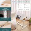 Drsyffsup White Side End Table, Overbed Table with Hidden Wheels, Height Adjustable Bedside Sofa Recliner Side Tables, C Shaped Rolling Standing Small Laptop Desk for Home Office(Left) view 4