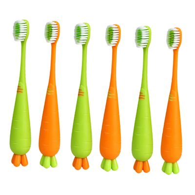 Gatuida 6pcs Carrot Shaped Boy Girl Toothbrush Manual Extra Soft Toothbrushes for Boy Girl Lightweight Portable Attractive Cartoon Design for for Home Travel