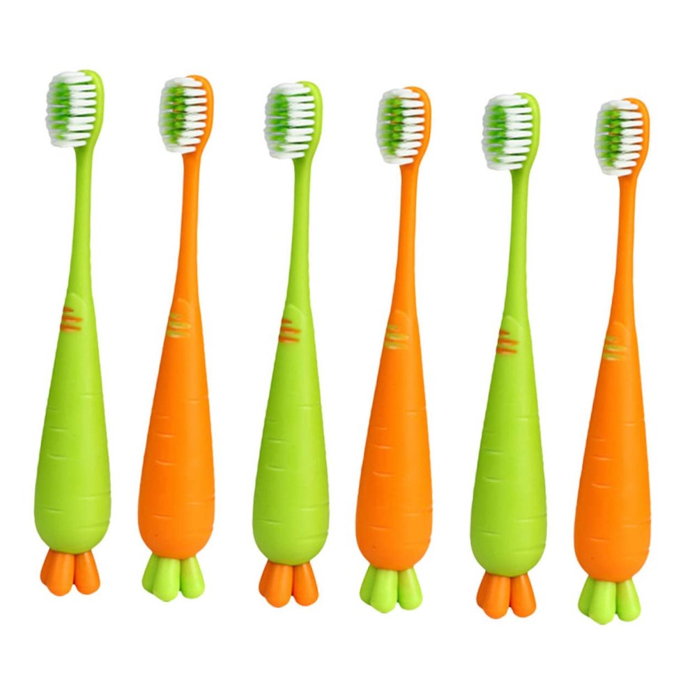Gatuida 6pcs Carrot Shaped Boy Girl Toothbrush Manual Extra Soft Toothbrushes for Boy Girl Lightweight Portable Attractive Cartoon Design for for Home Travel