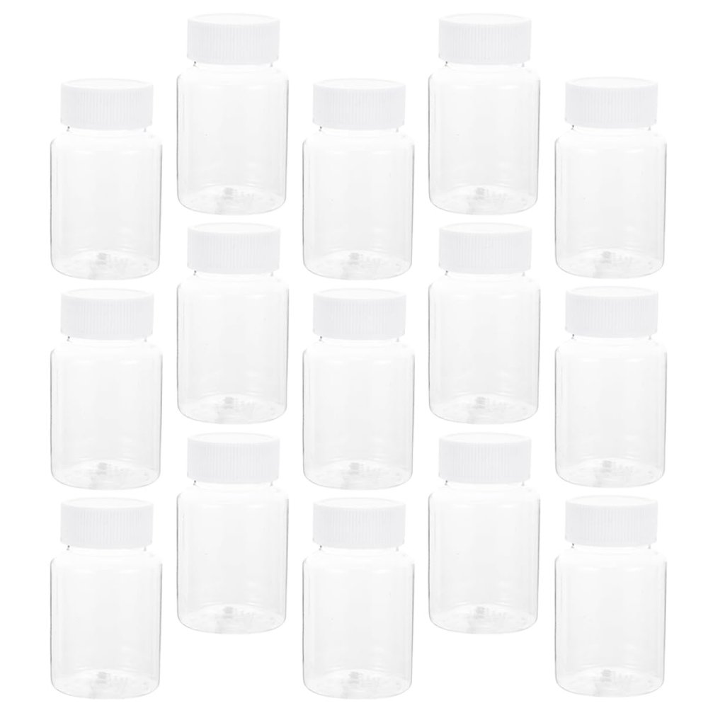 VICASKY 40pcs Empty Plastic Bottles Caps Bottles for Pill Capsules Pet Small for Outdoor Use