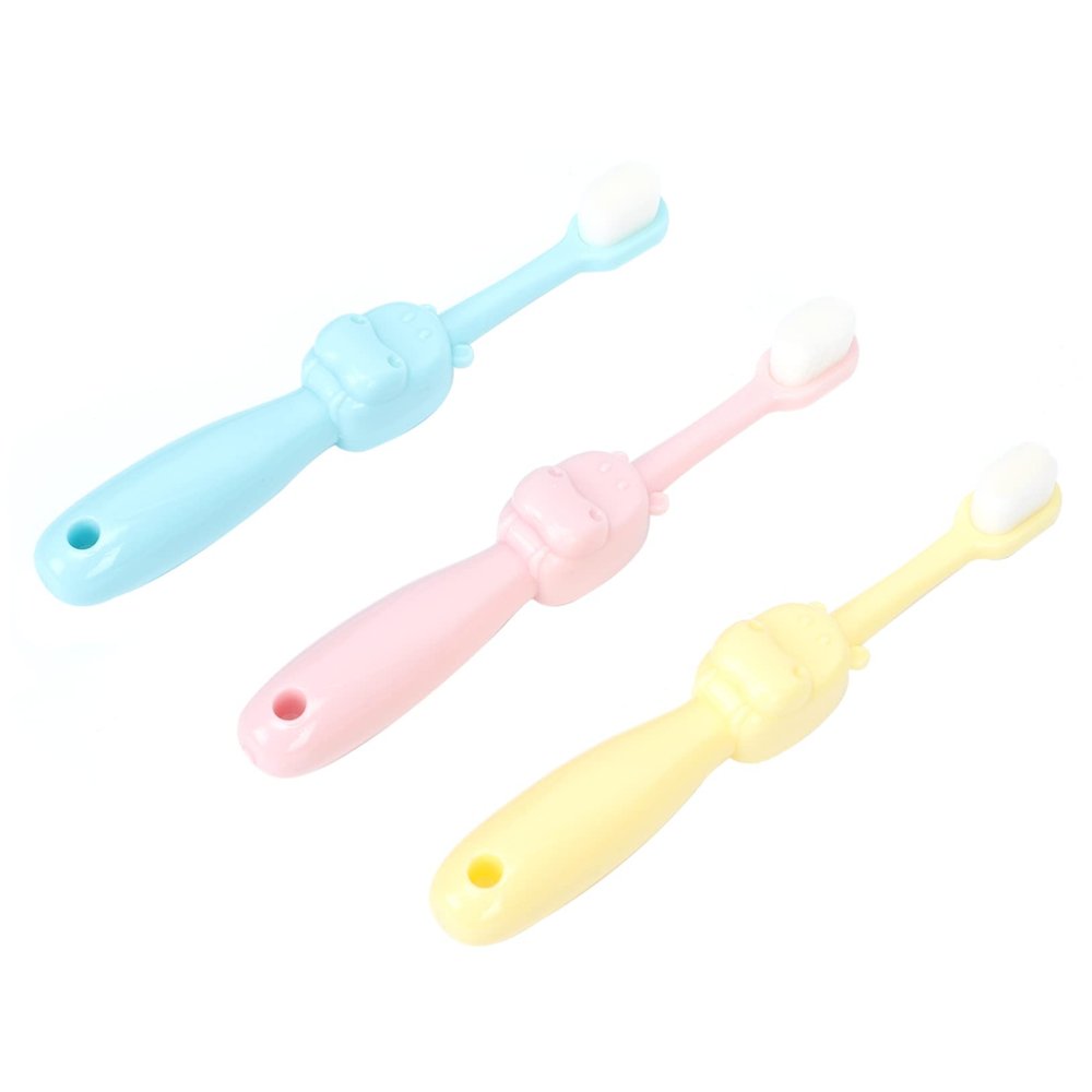 GOOHOCHY 3pcs Cartoon Bristle Brush Set for Boy Girl Soft Hair Boy Girl's Toothbrushes Pink for Gentle Cleaning and Fun Oral Care