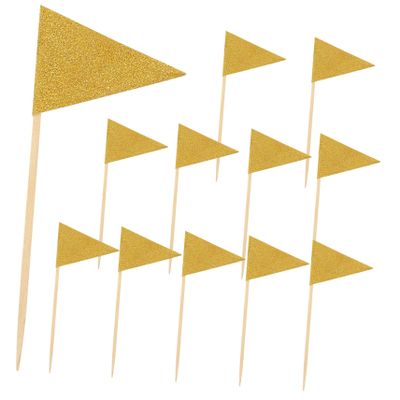 Alipis Toothpicks for Cupcake Toppers 12pcs Pennant Picks Wedding Dessert Flags Cake Insert Food Decor